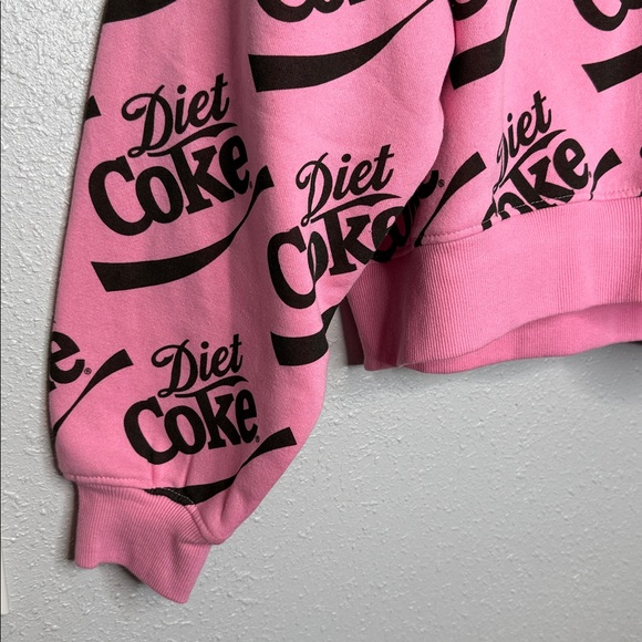 Coca Cola Diet Coke Hot Pink Women's Cropped Hooded Sweatshirt Small - Picture 4 of 6